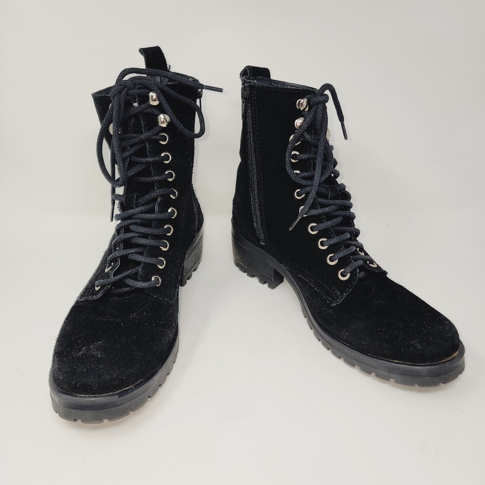 Steve Madden GLOAT Combat Boots black lace up suede women's 9m